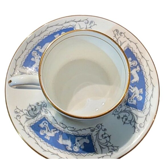 Vintage Coalport Revelry Blue Demitasse Cup & Saucer Set With Gold Trim - Picture 7 of 15